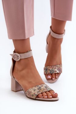 Maciejka 04141-49 smėlio spalvos odiniai aukštakulniai sandalai