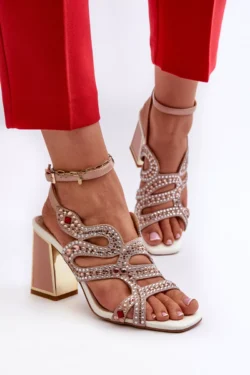 Moteriški puošnūs sandalai su smailiais kulnais D&A; CR952 Rožiniai