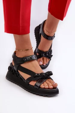 Moteriški sandalai su kaspinu D&A; CR956 Juodi