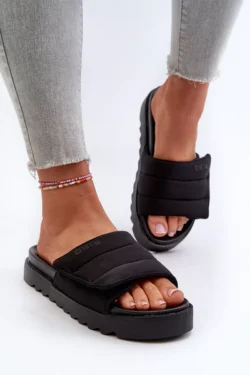 Moteriški platforminiai šlepetės „Big Star“ NN274772 Juodos