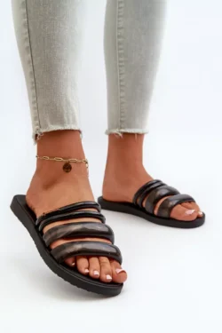 Moteriški plokšti guminiai šlepetės 26727 Ipanema Puffer Tiras Fem Black