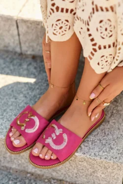 Moteriški plokšti bateliai su pailletėmis S.Barski KV27-052 Fuksija