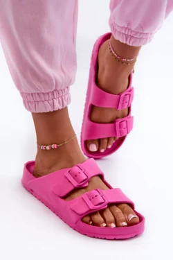 Moteriškos putų šlepetės su sagtimis, fuksijos spalvos „Luciene“