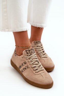 Zazoo N1068 Suede Low moteriški sportiniai bateliai, smėlio spalvos