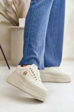 Moteriški sportiniai bateliai su izoliacija ir masyvia pado danga, smėlio spalvos Ardiela