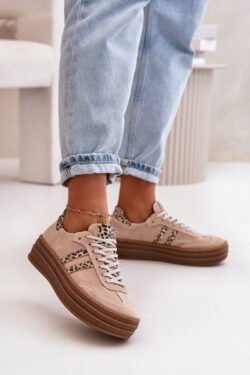 Zazoo N1068S4 Moteriški suede platforminiai sportiniai bateliai Leopard Pink