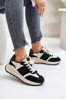 Šiltos moteriškos odinės sportinės batelės „Big Star“ OO274A318 HI-POLY SYSTEM Juodos