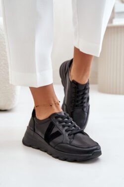 Odiniai moteriški sportiniai bateliai Vinceza 7918 Juodi