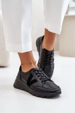 Odiniai moteriški sportiniai bateliai Vinceza 7918 Juodi