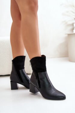 Šiltos moteriškos batai su kulnais, juodos spalvos „Relabina“