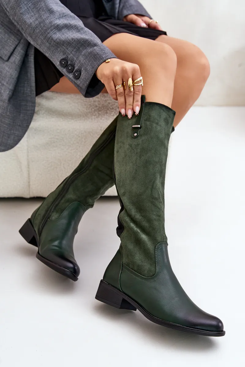 Apie batų impregnavimą - ką būtina žinoti? 3 Moteriški pašiltinti žali batai iki kelių su užtrauktuku Ivasira