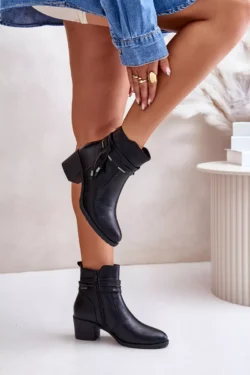 Moteriški aukštakulniai batai su izoliacija, juodi, Lobina