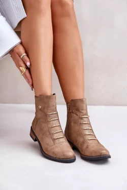 Šilti moteriški bateliai su plokščiu kulnu „Gold Labise“