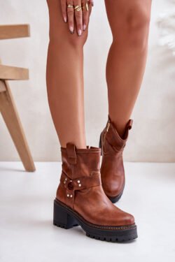 Moteriški odiniai bateliai su užtrauktuku, rudi Lewski 3435