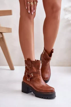 Moteriški odiniai bateliai su užtrauktuku, rudi Lewski 3435