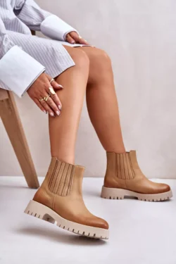 Moteriški batai su plokščiu kulnu iš odos Lewski 3611 rudi