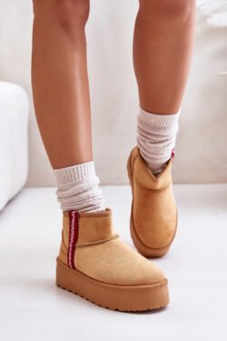 Moteriški sniego batai su platformos izoliacija, kamelinės spalvos „Lomessa“