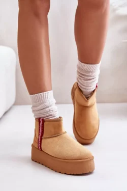 Moteriški sniego batai su platformos izoliacija, kamelinės spalvos „Lomessa“