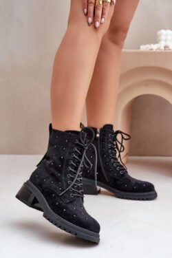 Papuoštos moteriškos darbo batai su izoliacija D&A; Juodi MR880-017