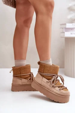 Sniego batai su raišteliais ant platformos, rudi „Mavora“