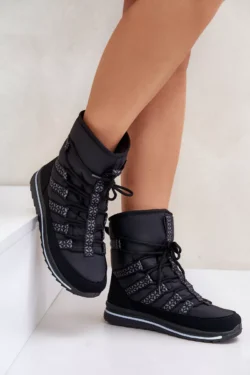 Moterims  auliniai batai su raišteliais Progress PROGJ-22-134 Juodi