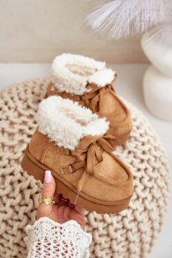 Sniego batai vaikams su kailio izoliacija, kamelinės spalvos, Adelane