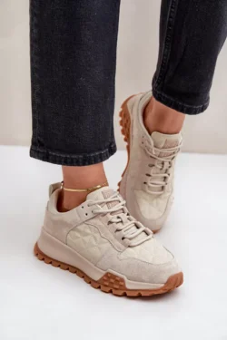 Moteriški odiniai sportiniai bateliai „Big Star“ OO274A315 „Hi-Poly System“ smėlio spalvos