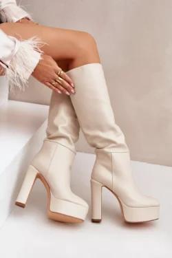 Aukštakulniai ir platforminiai batai, pagaminti iš ekologiškos odos, šviesiai smėlio spalvos Felilorn