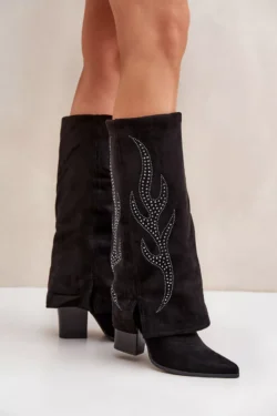 Papuoštos kulkinės batelės su atlenktu kulnu, juodos spalvos Ivilta