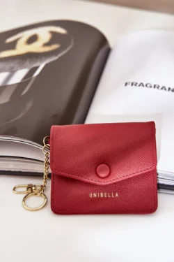 Kortelių dėklas su aukso raktų pakabuku, ekologiška oda, bordo spalvos Iritinme