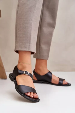 Moteriški odiniai plokščiapadžiai sandalai Zazoo 3014 juodi