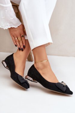 Elegantiškos moteriškos balerinos su kaspinu Laura Messi 2893 Juodos