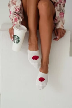 Moteriškos medvilninės mikro kojinės rožinės ir ekru spalvos