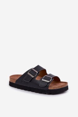 Lengvi vyriški sandalai su sagtimis iš ekologiškos odos „Big Star“ NN174531 Juodi