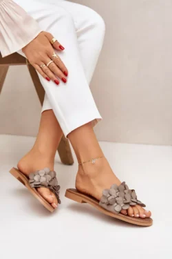 Zazoo 40381 Moteriški odiniai šlepetės su plokščiu kulnu, pilkos spalvos