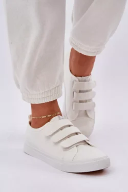 Jaunimo žemos velcro sportinės batelės, baltos spalvos, Dilan