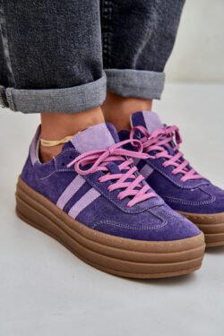 Zazoo N1068S4 Moteriški suede platforminiai sportiniai bateliai Tamsiai violetiniai