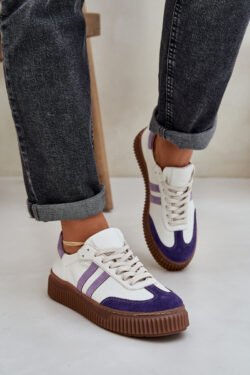 Zazoo N1068 odiniai moteriški žemi sportiniai bateliai su platforma, balti