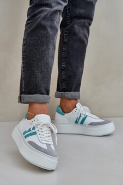 Zazoo N1068S8 odiniai moteriški sportiniai bateliai su platforma, balti