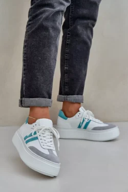 Zazoo N1068S8 odiniai moteriški sportiniai bateliai su platforma, balti