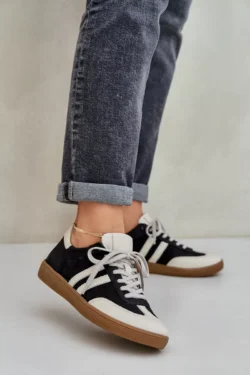 Zazoo N1068 odiniai žemi sportiniai bateliai moterims, juodi