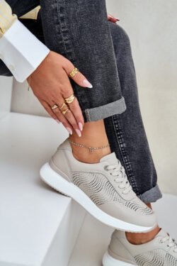 Odiniai sportiniai bateliai S.Barski LR51-551 smėlio spalvos