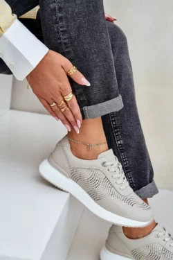 Odiniai sportiniai bateliai S.Barski LR51-551 smėlio spalvos