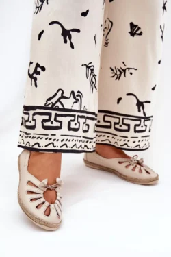 Lygios balerinos Zazoo 10179 iš natūralios odos, smėlio spalvos