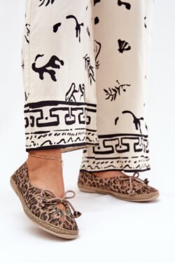 Lygios balerinos, natūralios odos, panteros raštas, Zazoo 10179, Ruda