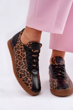 Moteriški odiniai sportiniai bateliai su leopardo raštu Laura 2935 Brown