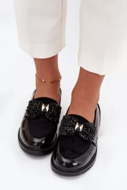 Lakuotos moteriškos mokasinės su S.Barski lankeliu HY51-319 Juodos