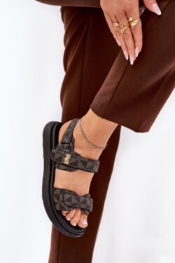 Moteriškos platformos basutės Fabric Leriot, juodos-rudros