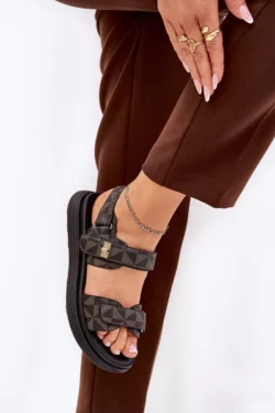 Moteriškos platformos basutės Fabric Leriot, juodos-rudros