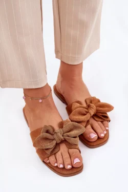 Apatūs moteriški "Tobin" šlepetės su kaspinu, kupranugario spalvos